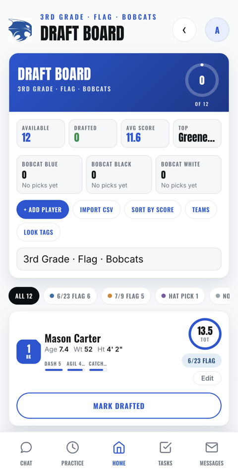 Draft Board in the app